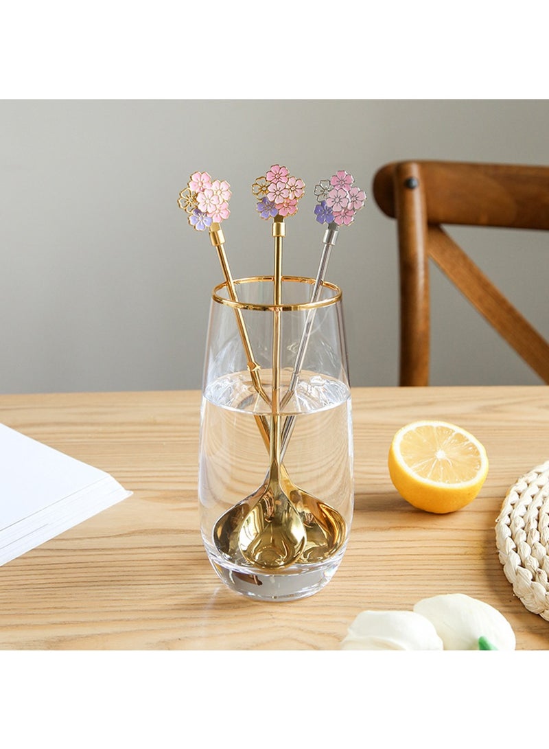 3Pcs Spoon,Creative  Stainless Steel  Sakura Dessert Coffee Spoon Stirring Spoon Dessert Spoon - Image 5