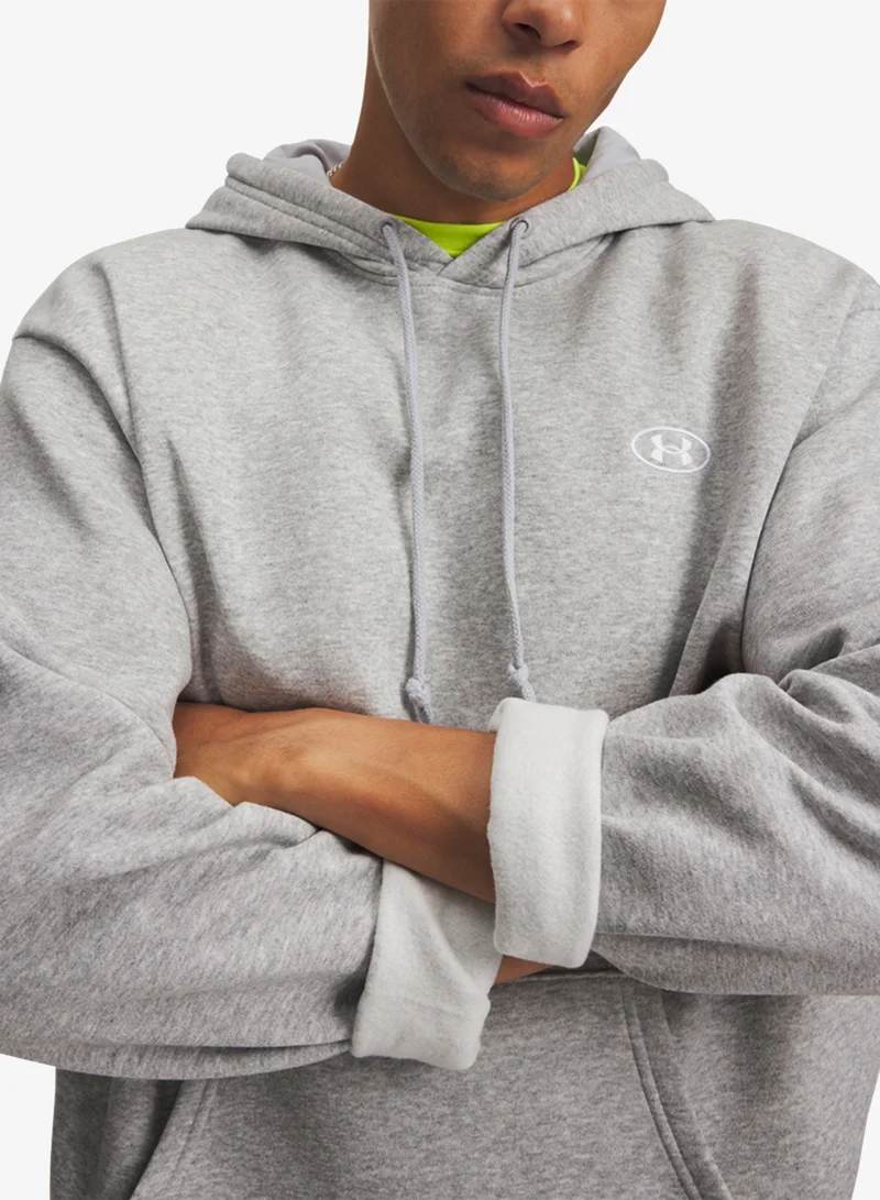 Under Armour Mod Gray Light Heather /  / White Rival Fleece Hoodie for Men | Best Price UAE