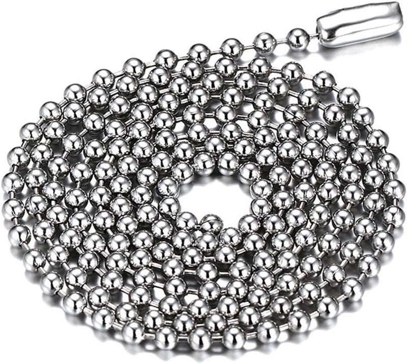 SINLEO Titanium Stainless Steel Small Beads Ball Chain Necklace for Men Women 24-38 Inches Silver Black Gold - Image 1