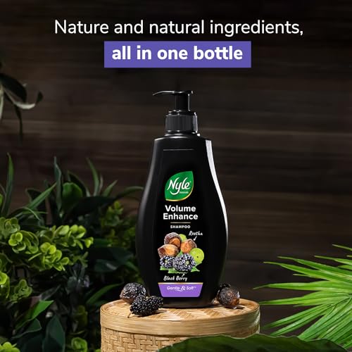 Nyle Naturals Volume Enhance Anti Hairfall Shampoo, With Reetha And Blackberry, Gentle and soft shampoo, PH balanced and Paraben free, For Men and Women, 1L - Image 3