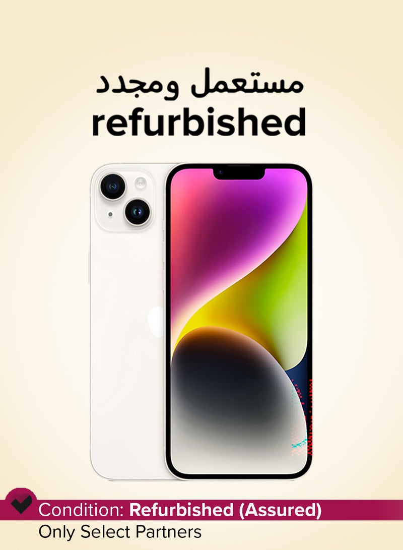 ابل  مجدد - آيفون 14 128 جيجابايت ستارلايت 5G مع فيس تايم - النسخة الأمريكية (e-SIM فقط) - Image 1