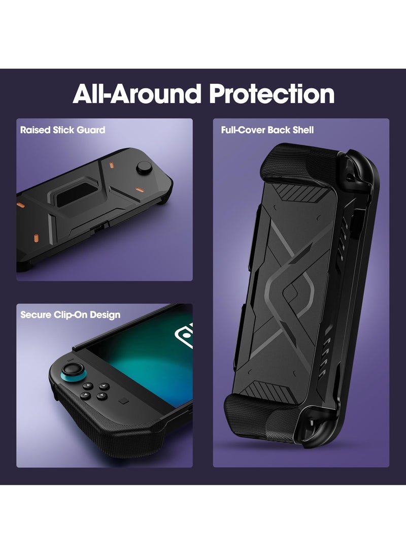 Protective Case for Nintendo Switch 2 (2025 Model), Hard PC Front Cover + Soft Back Shell with Ergonomic Grip for New 7.9 Inch Nintendo Switch 2 2025 Release -Black - Image 4