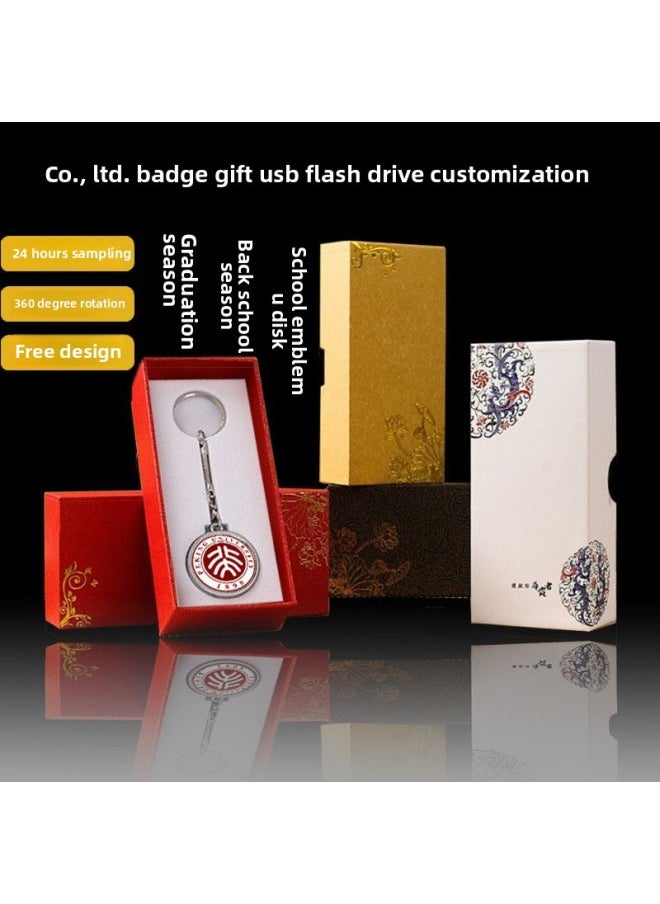 Metal School Badge U Disk Business Gift Badge U Disk Graduation Season 2.0 3.0 High-speed Lettering Gift U Disk Wholesale-Color:OPP Bag Packaging-Capacity:USB2.0 1GB  - Image 2