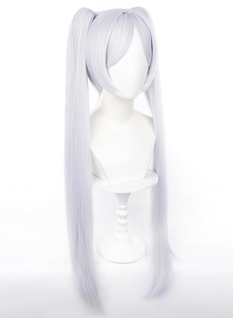 OSIAS باروكة أوزياس البيضاء الطويلة ذات ذيل الحصان المزدوج الاصطناعية لتجسيد شخصية فرييرن - Image 3