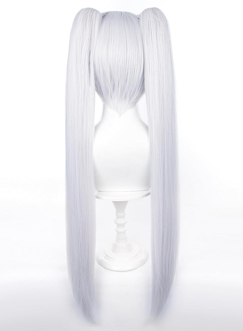 OSIAS باروكة أوزياس البيضاء الطويلة ذات ذيل الحصان المزدوج الاصطناعية لتجسيد شخصية فرييرن - Image 4