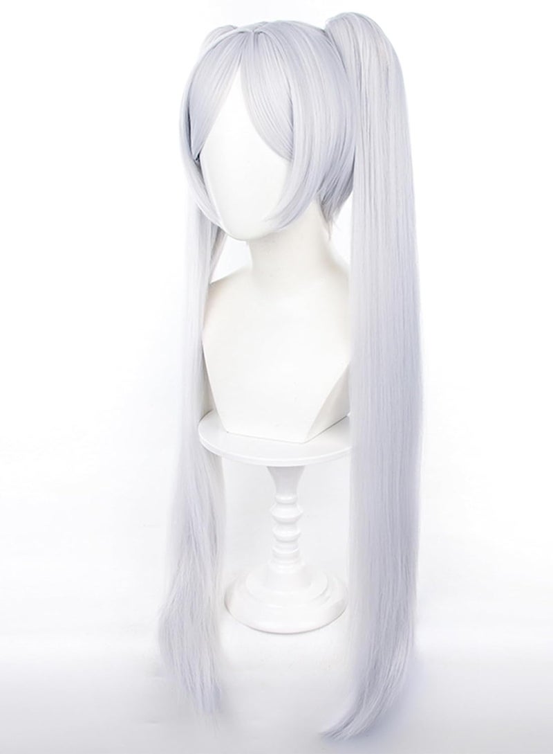 OSIAS باروكة أوزياس البيضاء الطويلة ذات ذيل الحصان المزدوج الاصطناعية لتجسيد شخصية فرييرن - Image 2