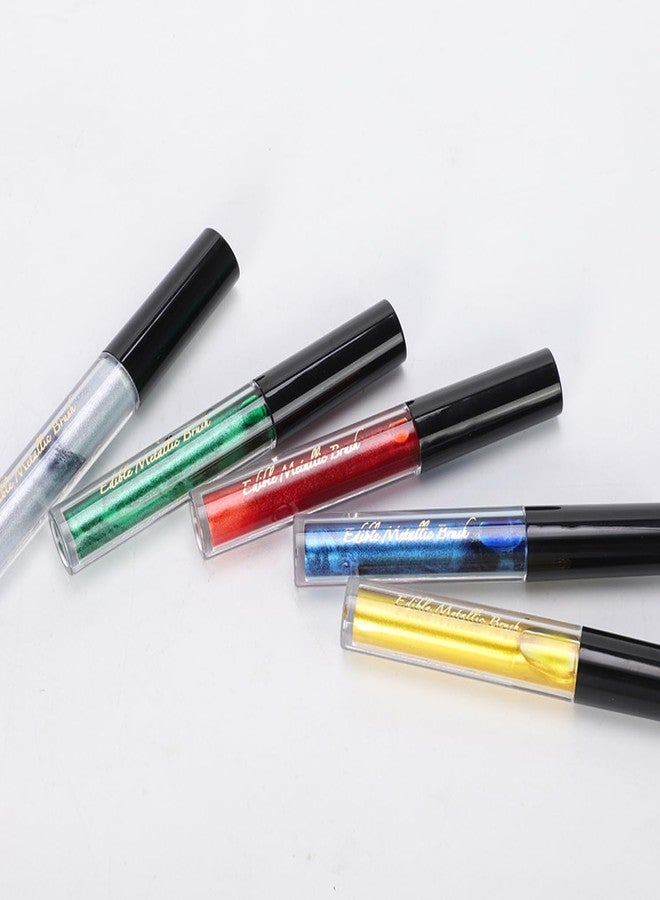 TKMOS Food Coloring Brush- Edible Markers for Cookie Decorating, 5PCS Metallic Markers Gold Shimmering Pens Brush, Double Sided Tip Food Coloring Paintbrush for Decorating Cakes, Fondant, Cookie - Image 3