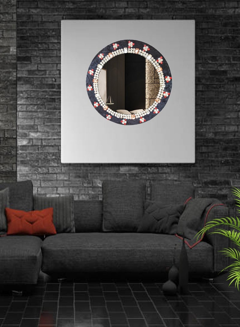 TriBro Round Shape Handmade Decorative Black Wall Mirror in Beautiful Black and Silver color for Bedroom Living room and Hallway 45*45cm*10mm - Image 3