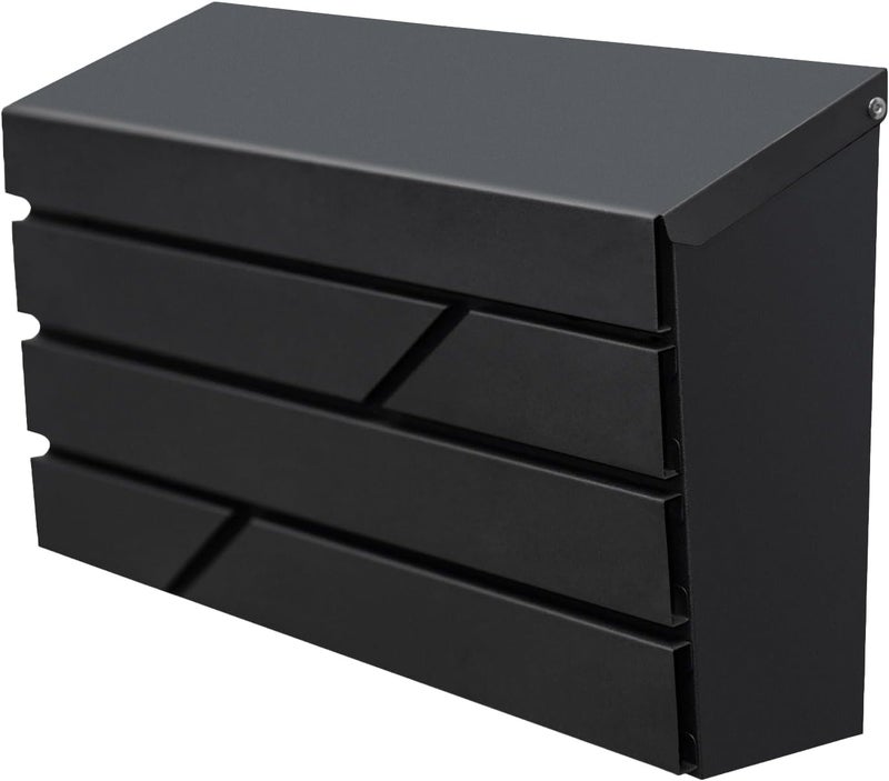 YOOBOX Wall Mount Mailbox for House Outside, Large Capacity Mailbox Drop Box, Galvanized Steel and Rust-Proof Metal Post Box, 15.74"x9.84"x4.33", Black, MD065 - Image 1