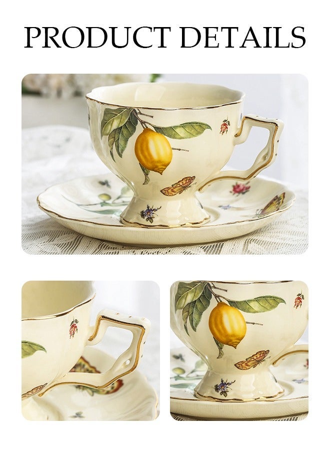 DUNISO Tea Cups and Retro Phnom Penh Tea Cups and Saucers Set Porcelain Tea Set for Tea Party Afternoon Tea Cups Saucer for Coffee Milk Kitchen and Drawing RoomSaucers Set Porcelain Tea Set for Tea Party - Image 3