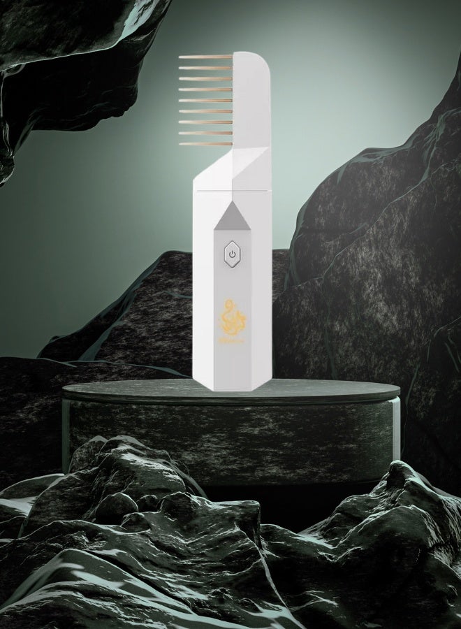 بخون مبخرة إلكترونية محمولة مع رأس مشط مزدوج الاستخدام – أبيض - Image 4