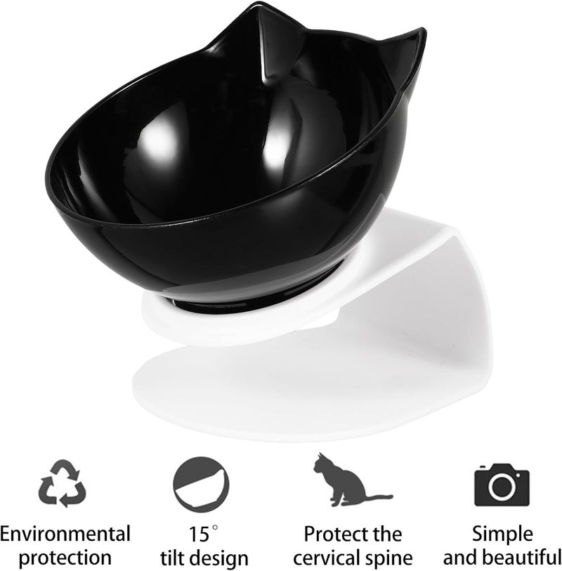 Elevated Tilted Pet Feeder Bowl with Neck Protection, Raised Cat Feeding Dish for Cats and Small Dogs, Non-Spill Pet Eating Bowl for Comfortable Feeding - Image 3