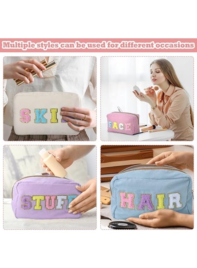 4 أجهزة الكمبيوتر Preppy حقائب ماكياج عيد الميلاد شينيل رسالة كيس الوجه بشرة الشعر أشياء مستحضرات التجميل كيس كوردوروي كيس ماكياج مع سحاب هدايا عيد الميلاد للمرأة - Image 4