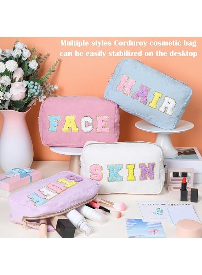 4 أجهزة الكمبيوتر Preppy حقائب ماكياج عيد الميلاد شينيل رسالة كيس الوجه بشرة الشعر أشياء مستحضرات التجميل كيس كوردوروي كيس ماكياج مع سحاب هدايا عيد الميلاد للمرأة - Image 5