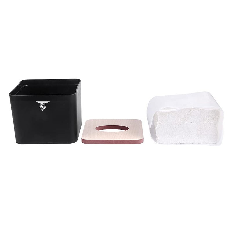 TARGET HYGIENE Pop Up Tissue Box Dispenser Table Top with Removable Bamboo Wooden Cover with 2 Packet 2 Ply Pop Up Tissue Refill (Tissue Size : 4 X 8 cm , Black) - 250 Pieces - Image 3