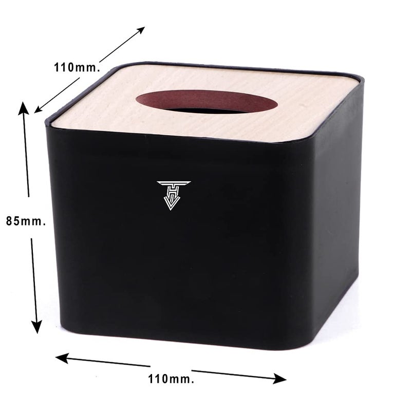 TARGET HYGIENE Pop Up Tissue Box Dispenser Table Top with Removable Bamboo Wooden Cover with 2 Packet 2 Ply Pop Up Tissue Refill (Tissue Size : 4 X 8 cm , Black) - 250 Pieces - Image 4