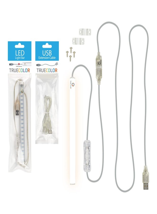 CleanLife TrueColor 8” Semi-Frosted USB-Powered LED Light Bar Kit with 48" USB Extension Cable - Easy-Install LED Bar Light & Extender Cord Bundle - Adhesive & Light Bar Mounting Brackets Included (Soft White) - Image 1