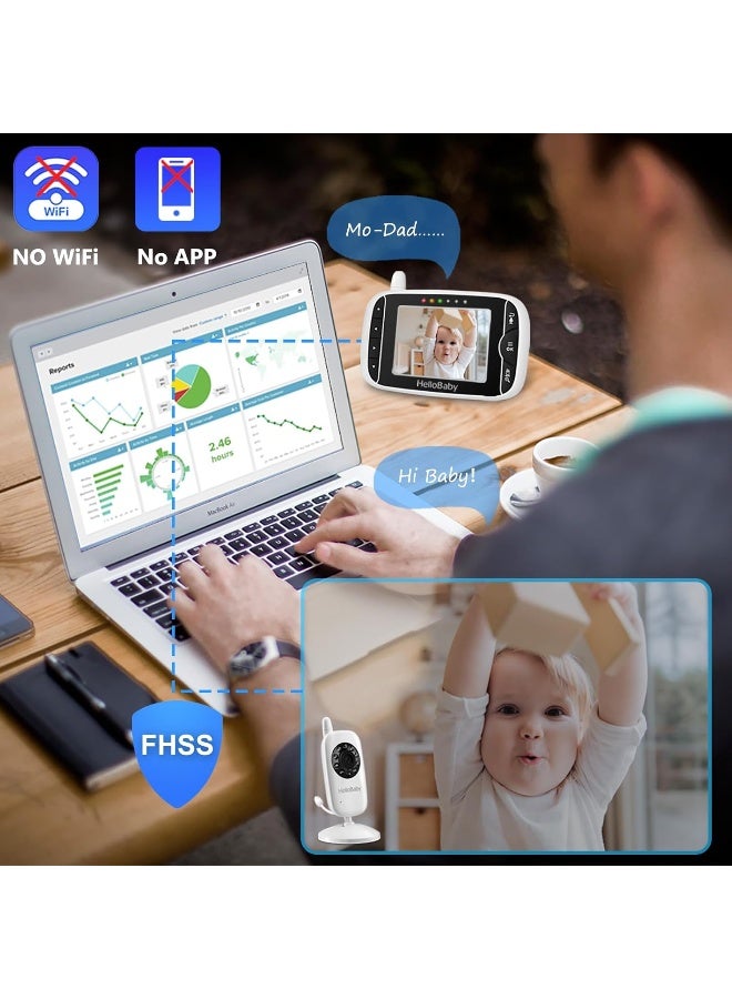 HelloBaby Baby Monitor Camera and Audio, 3.2 Inch Video Baby Monitor - Image 3