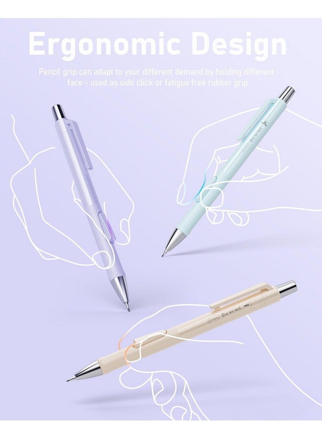 Nicpro 4 Pcs Pastel Mechanical Pencil 0.7Mm, Cute Fast Click Mechanical Pencils Set With 8 Tubes Hb Lead Refills, Erasers, Eraser Refills For School, Student Writing, Drawing, Sketching - With Case - Image 5