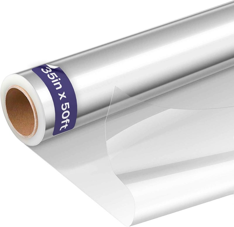 volila Clear Cellophane Wrap Roll (35in x 50ft) - Folded Cellophane Wrap for Gift Baskets, Cellophane for Flowers Bouquets - Image 1