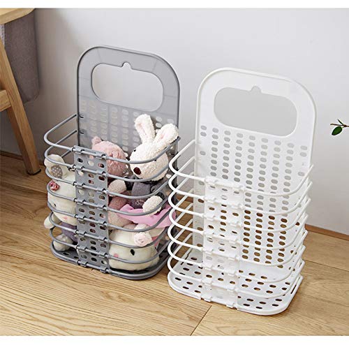 EASY SHOPE Wall Mounted Bathroom Hanging Mesh Laundry Basket Toiletry Organization Washing Bin Home Portable Magic Sticker Plastic Laundry Hamper Bag for Bathroom Bedroom Dirty Clothes, 1pcs - Image 2