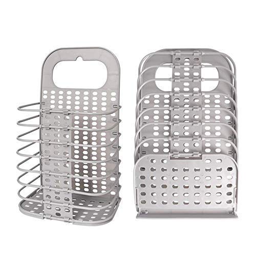 EASY SHOPE Wall Mounted Bathroom Hanging Mesh Laundry Basket Toiletry Organization Washing Bin Home Portable Magic Sticker Plastic Laundry Hamper Bag for Bathroom Bedroom Dirty Clothes, 1pcs - Image 1