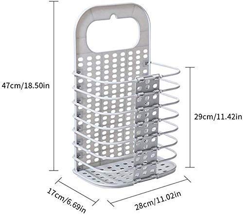 EASY SHOPE Wall Mounted Bathroom Hanging Mesh Laundry Basket Toiletry Organization Washing Bin Home Portable Magic Sticker Plastic Laundry Hamper Bag for Bathroom Bedroom Dirty Clothes, 1pcs - Image 4
