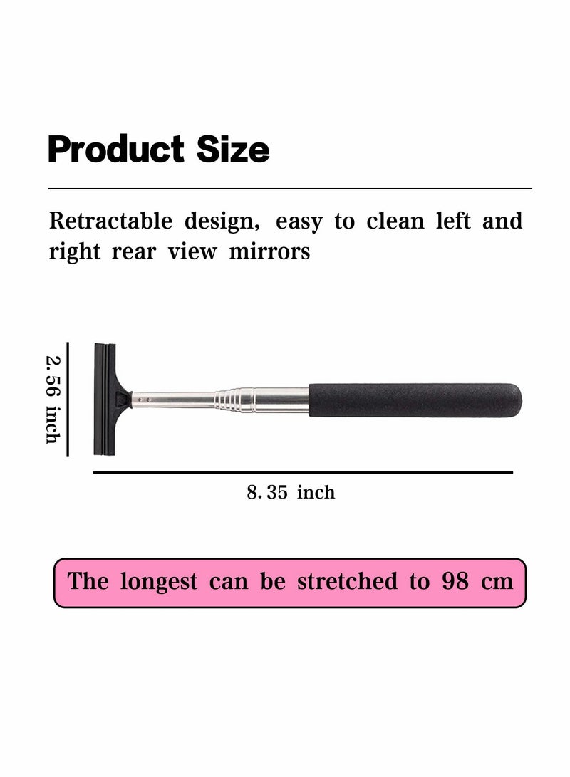 Car Rearview Mirror Wiper, Telescopic Auto Mirror Squeegee Cleaner, Long Handle Car Cleaning Tool - Image 2