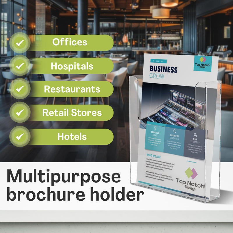 Top Notch Displays Acrylic Brochure Holder for Wall Mounting, Clear Display for 8.5" x 11" Flyers, Literature Holder for Magazines, Pamphlets, Menus, Includes Screws & Plastic Anchors â€“ Pack of 2 - Image 3