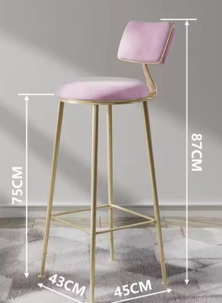 Generic Metal legs High Chairs Velvet Synthetic retro Bar Restaurant Dining Chairs - Image 1