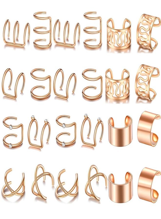 ASVNRES Rose Gold Hair Braids Dreadlock, 24 Pcs Non-Piercing Ear Clip Beard Beads Cuffs Clip Hair for Women Men Hair Accessories Styling Jewelry Tools - Image 1