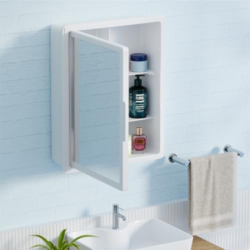 Lifelong Wall-Mounted Bathroom Cabinet with Mirror Door|Durable ABS Plastic Frame|3-Tier Shelves for Toiletries | Corrosion-Free & Scratch-Resistant | Easy-Clean, Strong & Reliable Bathroom Organizer - Image 1