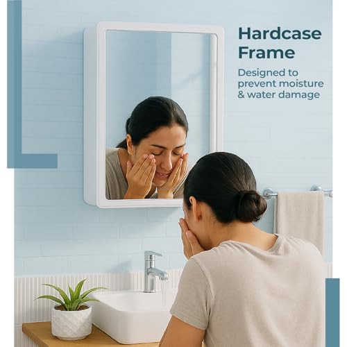 Lifelong Wall-Mounted Bathroom Cabinet with Mirror Door|Durable ABS Plastic Frame|3-Tier Shelves for Toiletries | Corrosion-Free & Scratch-Resistant | Easy-Clean, Strong & Reliable Bathroom Organizer - Image 3