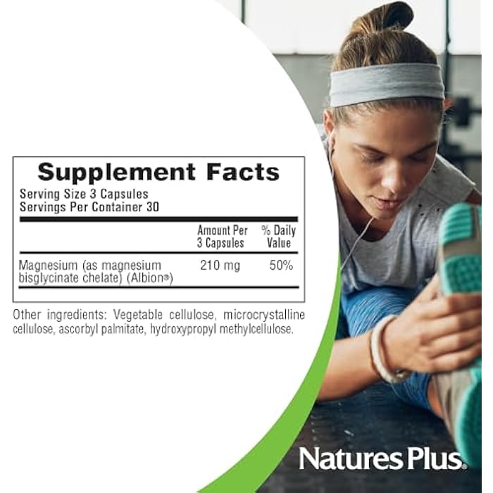 NaturesPlus ناتشرز بلس كالم أسيور مغنيسيوم غليسينات - 90 كبسولة نباتية - يدعم استرخاء الأعصاب والعضلات - مصمم بدون أكسيد المغنيسيوم - 30 حصة - Image 4