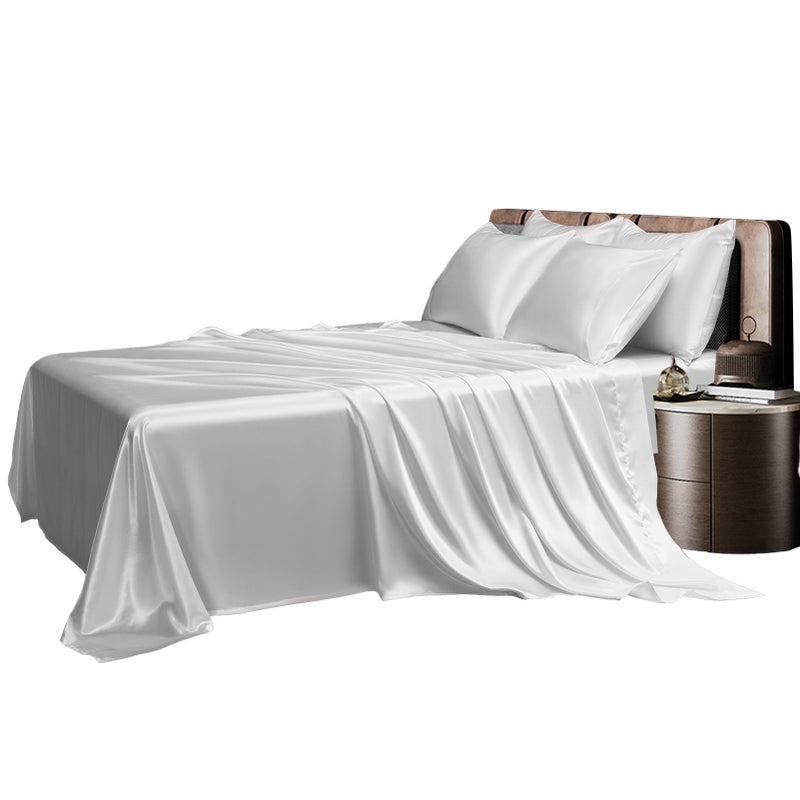 Bedding Three Piece Set Household European and American Solid Color One Piece Imitation Silk Bed Sheet Pillowcase TWIN - Image 2