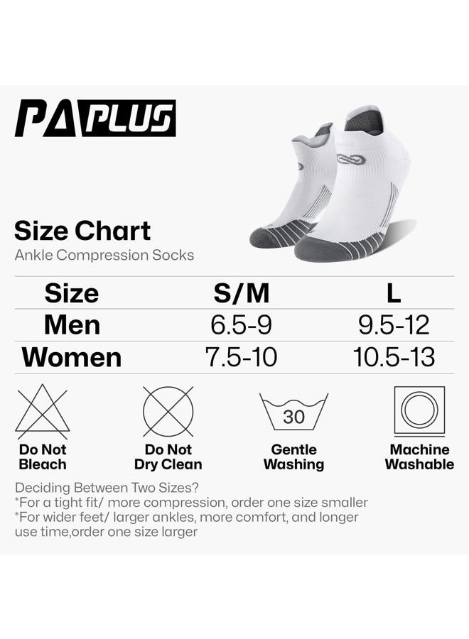 PAPLUS Ankle Compression Sock for Men and Women 2/4/6 Pairs, Low Cut Compression Running Sock with Ankle Support, New White(6 Pairs), L-XL - Image 3