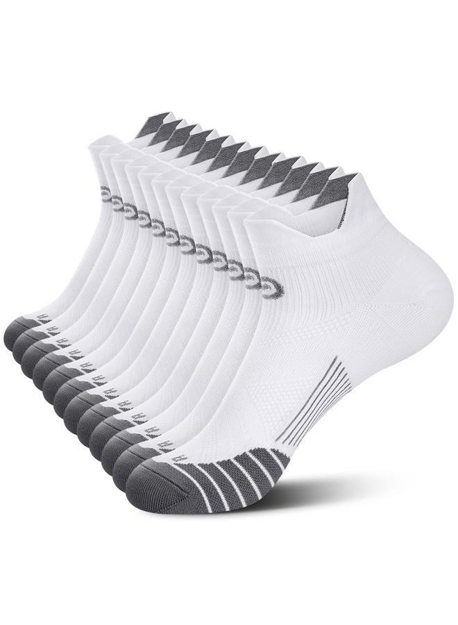 PAPLUS Ankle Compression Sock for Men and Women 2/4/6 Pairs, Low Cut Compression Running Sock with Ankle Support, New White(6 Pairs), L-XL - Image 1