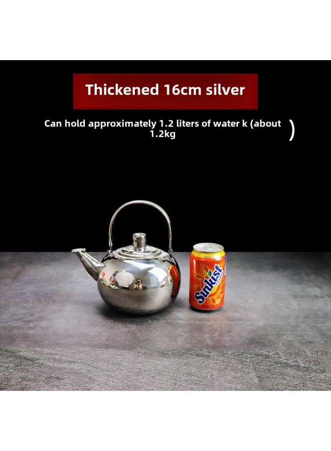 Special Offer Stainless Steel Teapot Restaurant Teapot With Strainer Household Kettle Large Capacity Hotel And Restaurant Kettle-Color:Free Engraving Starting From 10 Pieces-Capacity:Linglong Pot 16cm Silver Upgraded Thickened Version  - Image 1