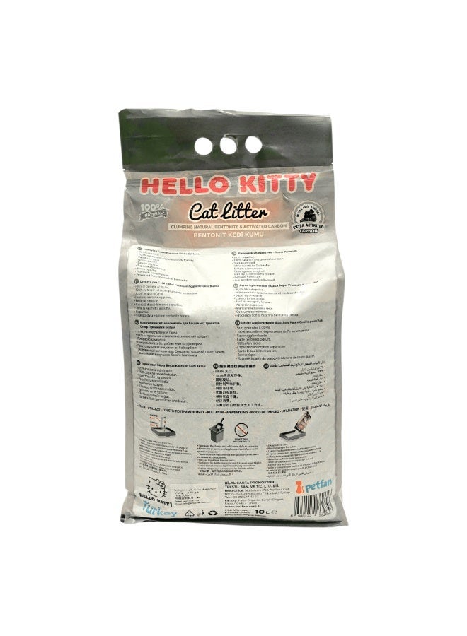 هالو كيتي بت فان هالو كيتي رمل قطط  10 لتر برائحة الفحم النشط - Image 4