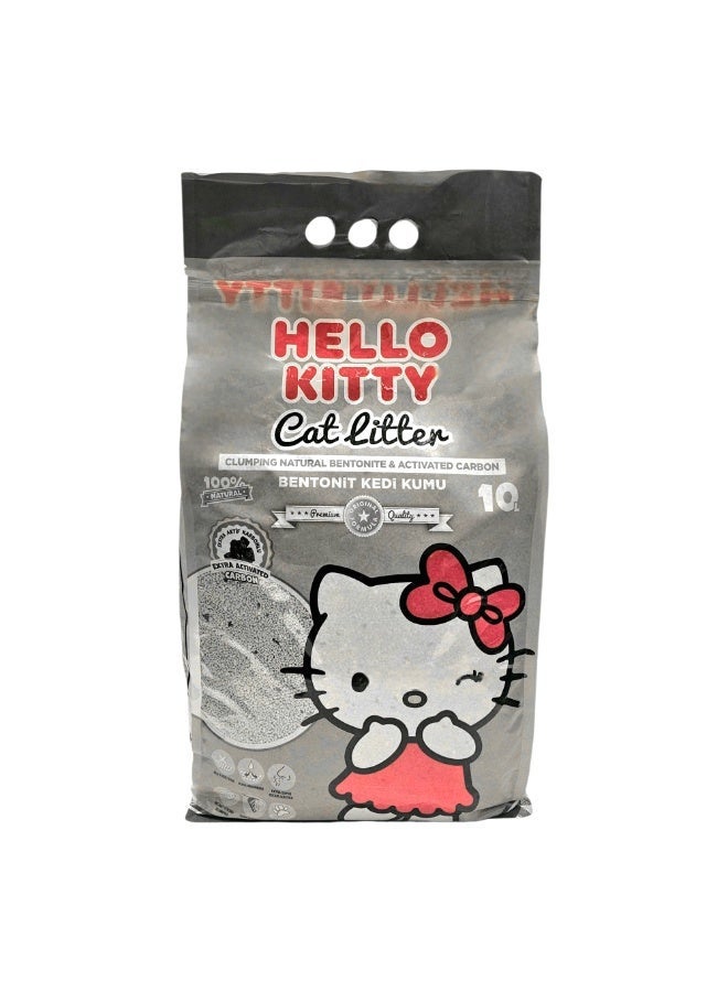 هالو كيتي بت فان هالو كيتي رمل قطط  10 لتر برائحة الفحم النشط - Image 2