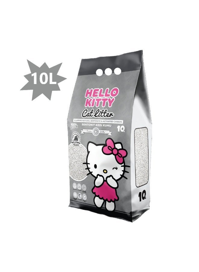 هالو كيتي بت فان هالو كيتي رمل قطط  10 لتر برائحة الفحم النشط - Image 1