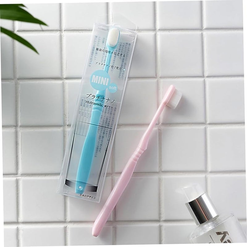 Soft Nano Toothbrush For Gums Care 2 Pack Long Handle For Pregnant Women And Moms Blue And Pink - Image 3