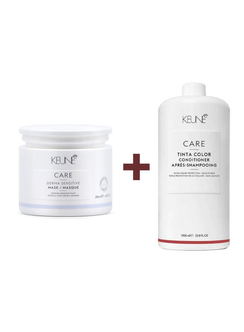 Keune Sensitive Scalp & Color Protection Set – Derma Sensitive Mask 200ml + Tinta Color Conditioner 1000ml - Image 1