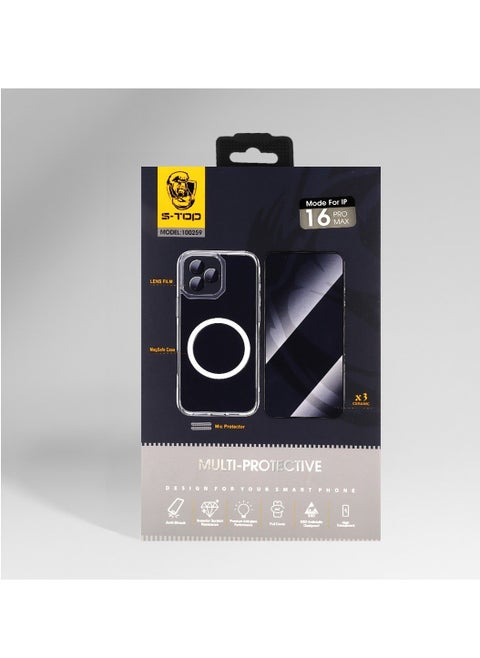 The new full protection package for the iPhone 16 Plus with a case that supports wireless charging (MagSafe) and a grip with a wonderful and unique design for the case. Complete protection for your device against scratches and falls (10 in 1). The original package from S-TOP