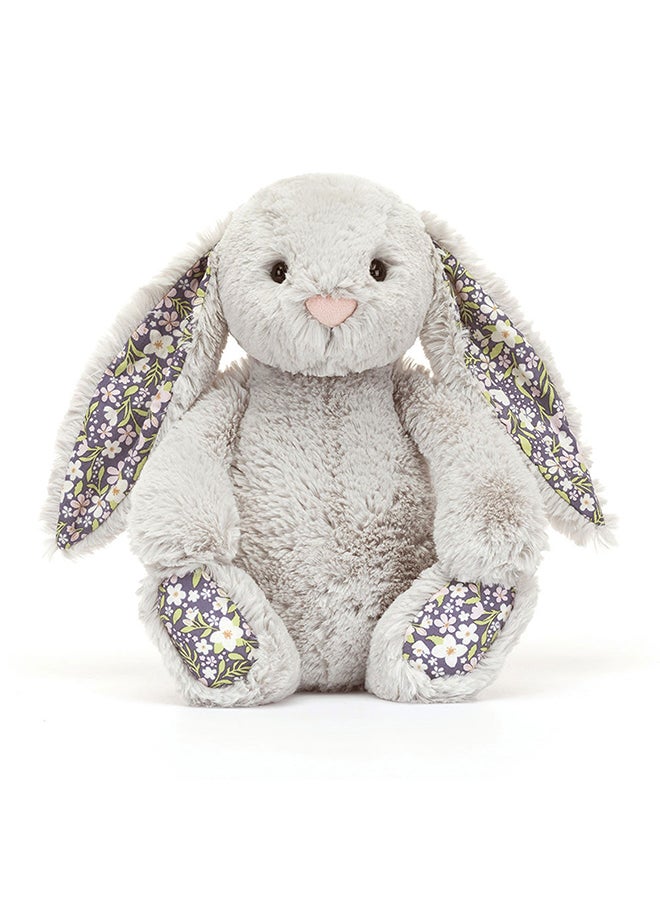 Jellycat Blossom Silver Bunny Bloom 28cm, Soft Plush Bunny with Floral Print Ears, Luxury Stuffed Animal Toy - Image 1