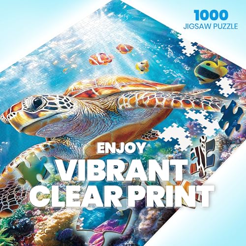 lamplig Puzzles for Adults 1000 Pieces Sea Turtle Puzzle 1000 Piece Challenging Ocean Jigsaw Puzzles with Letter on Back Gifts for Adults Stress Relief Birthday Game Night with Guide Poster - Image 5