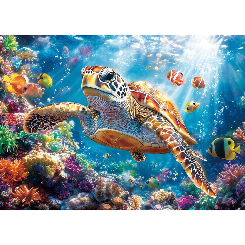 lamplig Puzzles for Adults 1000 Pieces Sea Turtle Puzzle 1000 Piece Challenging Ocean Jigsaw Puzzles with Letter on Back Gifts for Adults Stress Relief Birthday Game Night with Guide Poster - Image 3