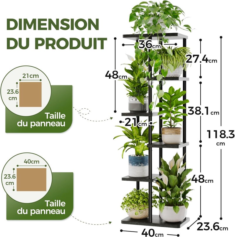 Bamworld Tall Plant Stand Indoor, 6 Tier Metal Plant Shelf for Multiple Plants, Tiered Flower Pot Stands for Patio Garden Balcony Living Room Bedroom, Black - Image 4