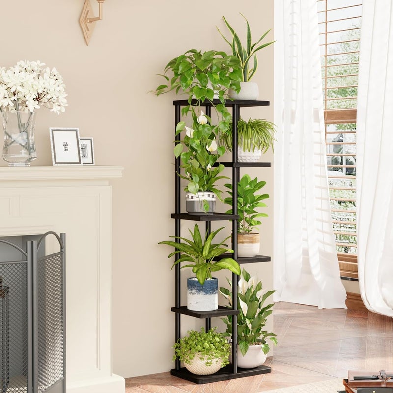 Bamworld Tall Plant Stand Indoor, 6 Tier Metal Plant Shelf for Multiple Plants, Tiered Flower Pot Stands for Patio Garden Balcony Living Room Bedroom, Black - Image 3