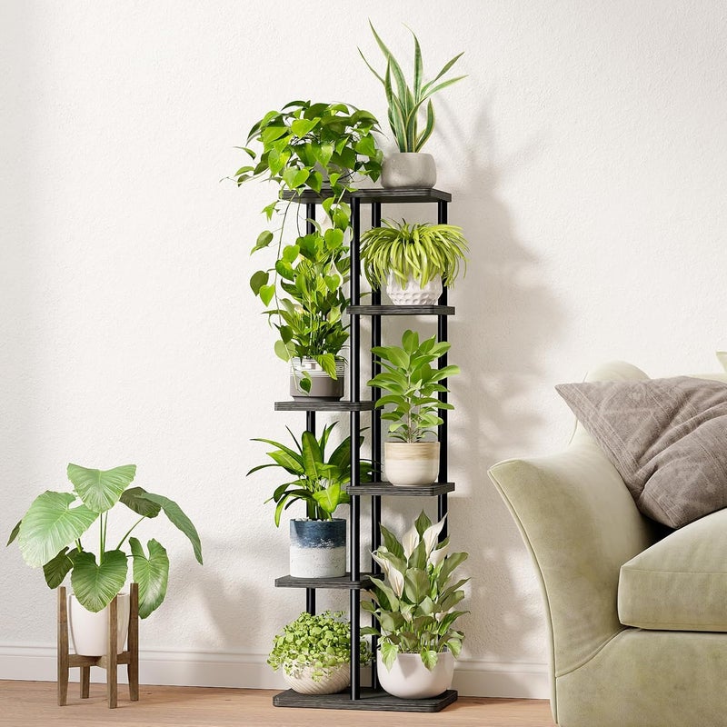Bamworld Tall Plant Stand Indoor, 6 Tier Metal Plant Shelf for Multiple Plants, Tiered Flower Pot Stands for Patio Garden Balcony Living Room Bedroom, Black - Image 2